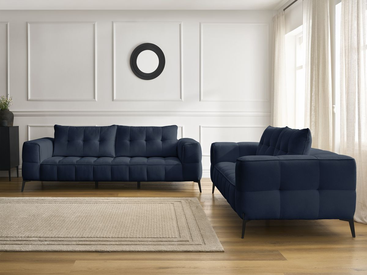 Ensemble canapé droit 3 + 2 places ANIS texturé bleu — vue 5