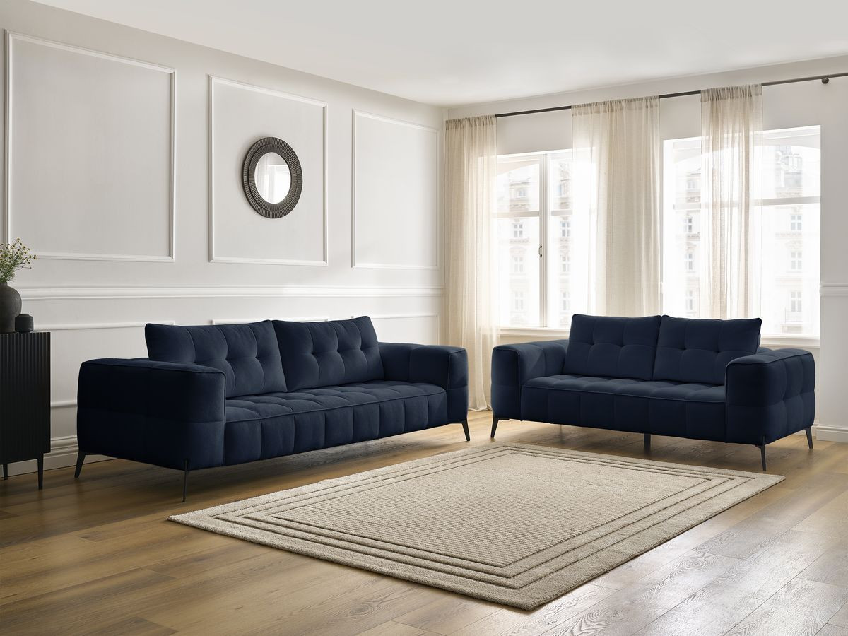 Ensemble canapé droit 3 + 2 places ANIS texturé bleu — vue 6