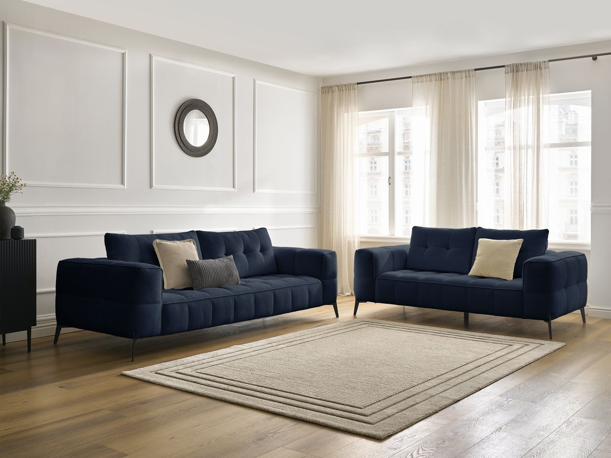 Ensemble canapé droit 3 + 2 places ANIS texturé bleu
