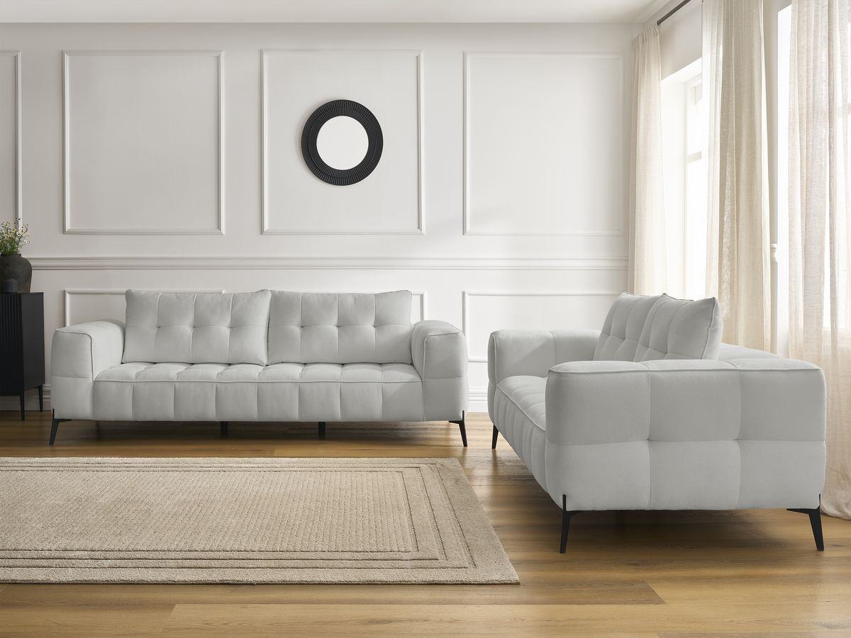 Ensemble canapé droit 3 + 2 places ANIS texturé gris clair — vue 5