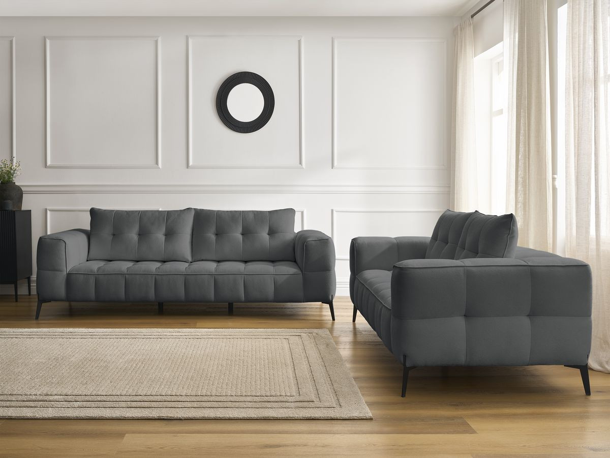 Ensemble canapé droit 3 + 2 places ANIS texturé gris foncé — vue 5