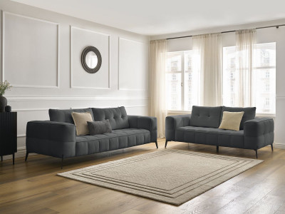 Ensemble canapé droit fixe 3 + 2 places ANIS tissu texturé