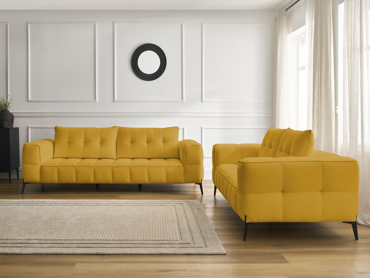 Ensemble canapé droit 3 + 2 places ANIS texturé jaune — vue 5