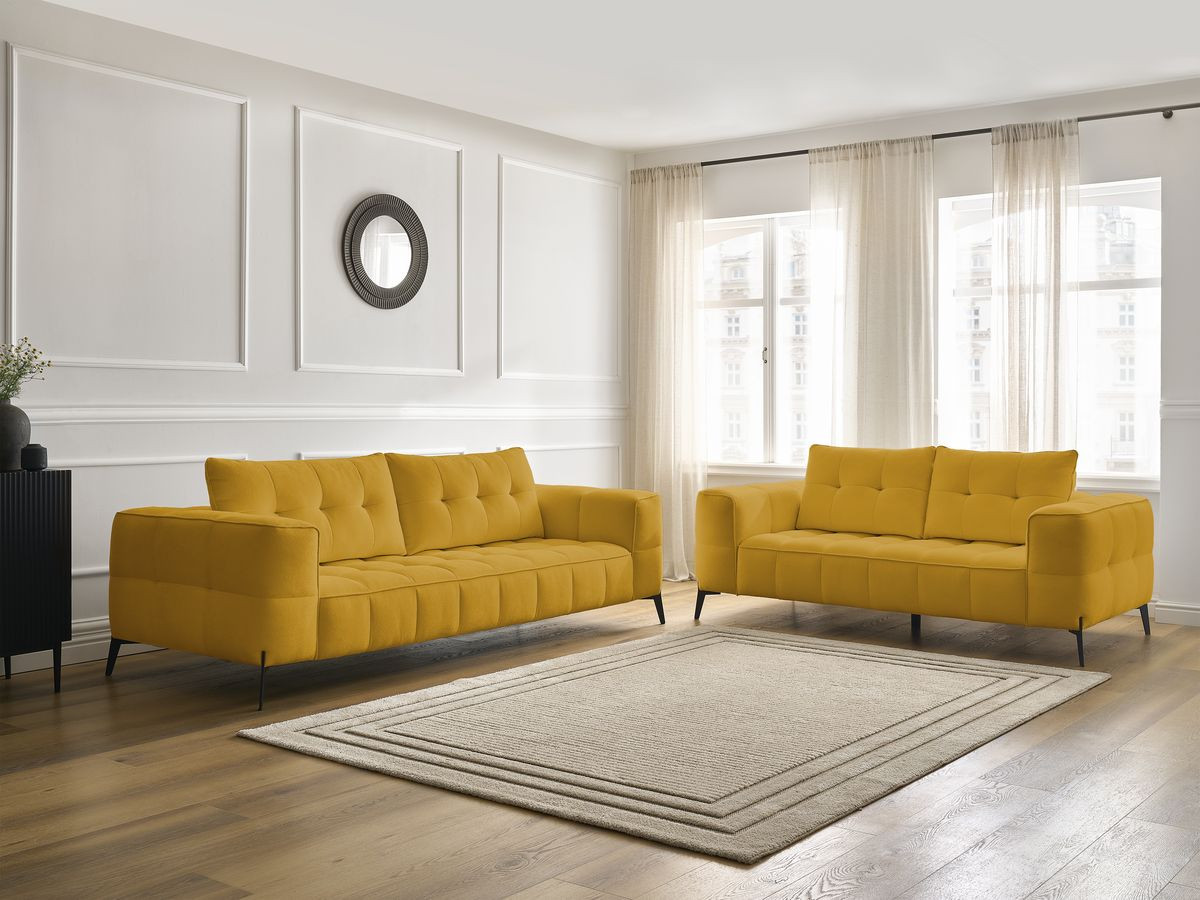 Ensemble canapé droit 3 + 2 places ANIS texturé jaune — vue 6