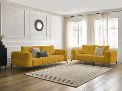 Ensemble canapé droit fixe 3 + 2 places ANIS tissu texturé