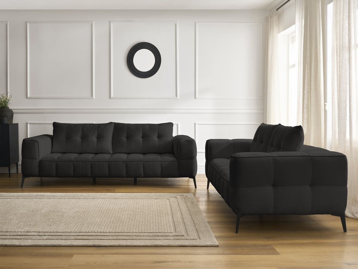 Ensemble canapé droit 3 + 2 places ANIS texturé noir — vue 5