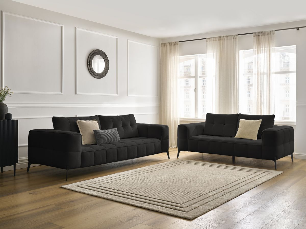 Ensemble canapé droit 3 + 2 places ANIS texturé noir