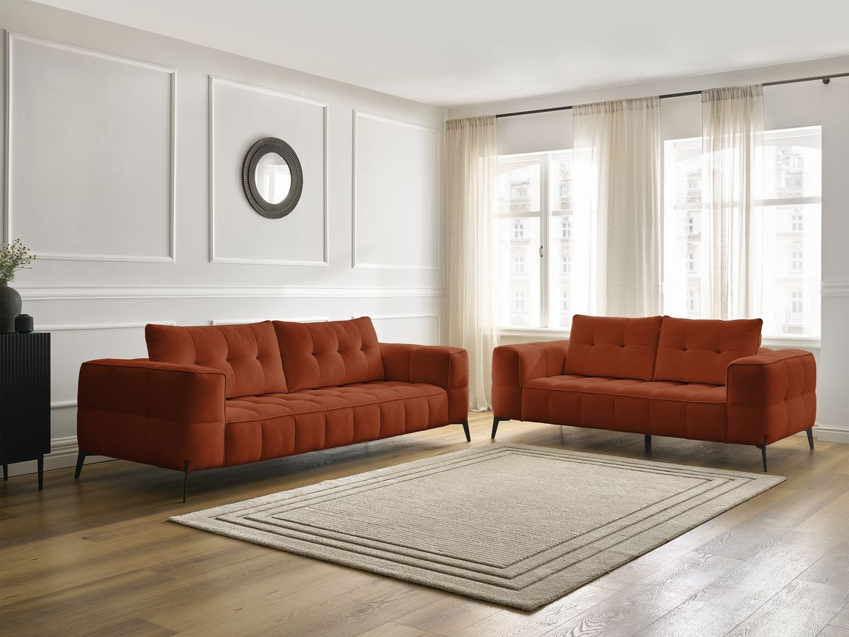 Ensemble canapé droit 3 + 2 places ANIS texturé orange — vue 6