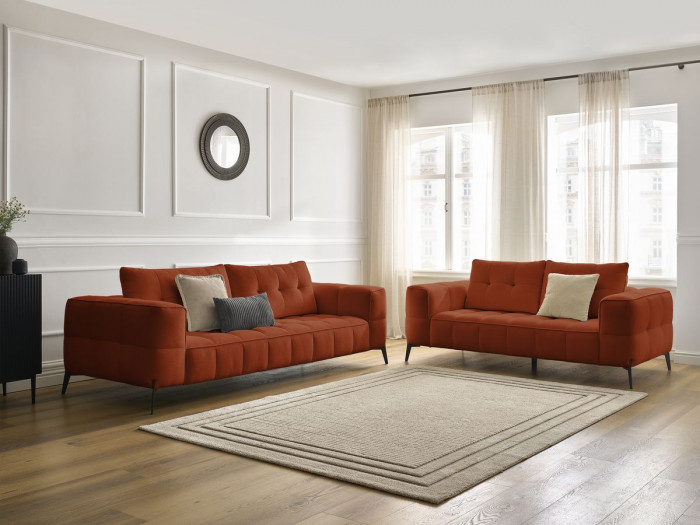 Ensemble canapé droit fixe 3 + 2 places ANIS tissu texturé