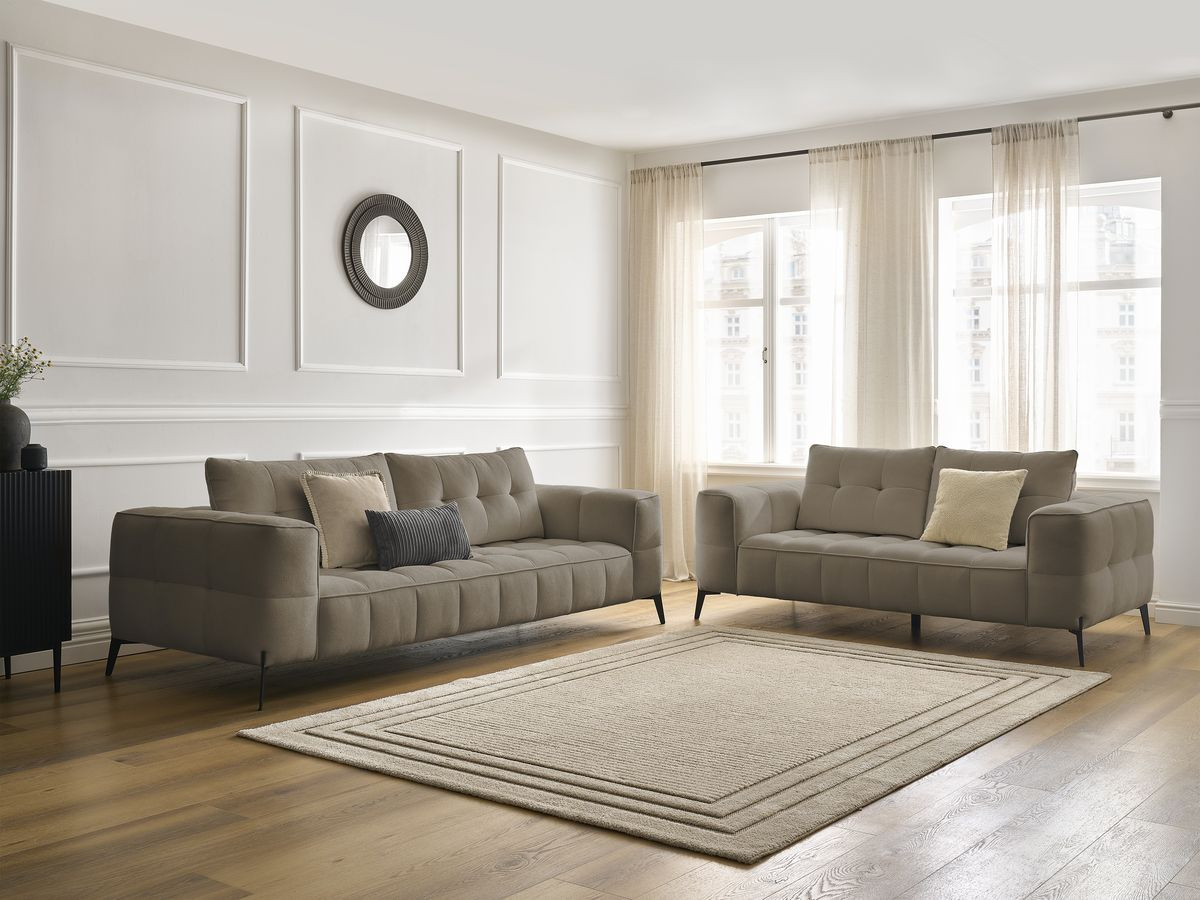 Ensemble canapé droit 3 + 2 places ANIS texturé taupe