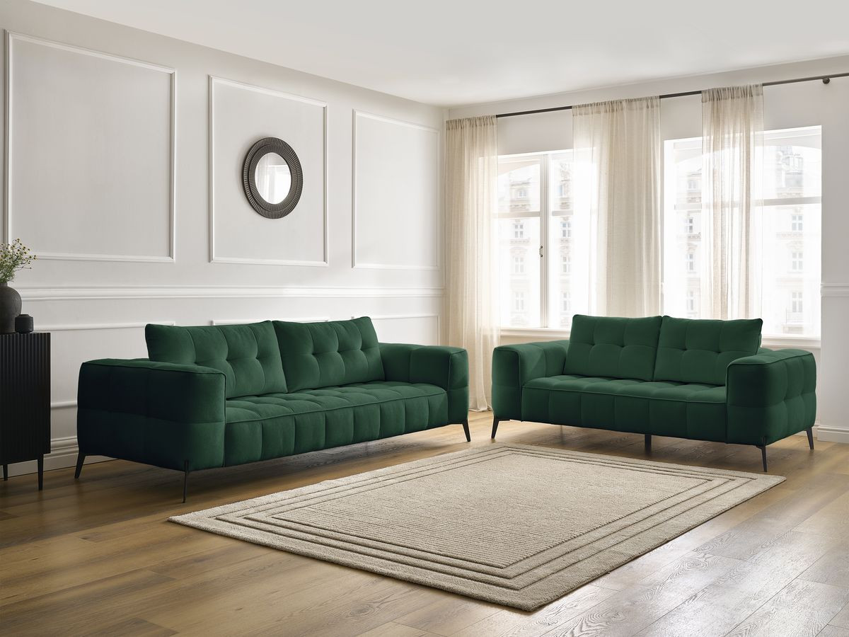 Ensemble canapé droit 3 + 2 places ANIS texturé vert — vue 6