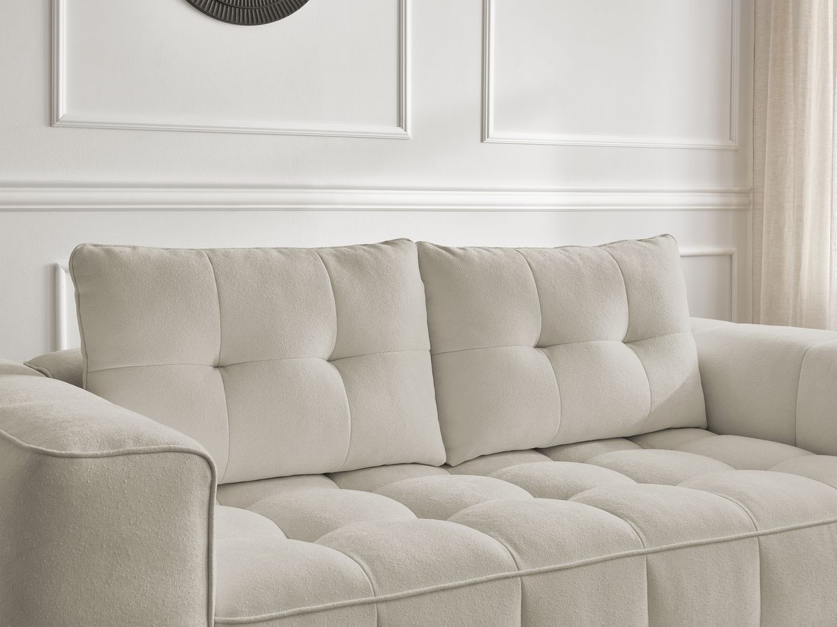 Ensemble canapé droit 3 + 2 places ANIS texturé avec pouf beige — vue 5