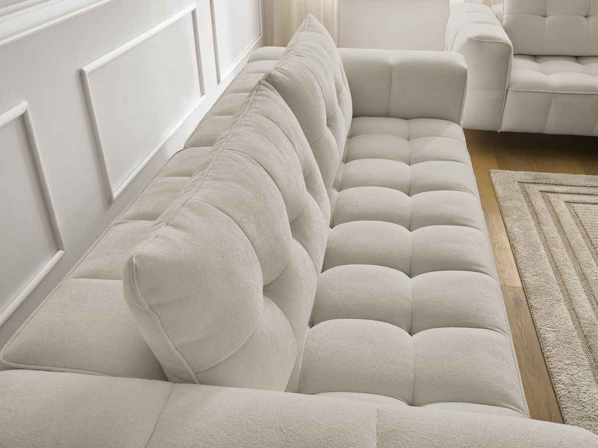 Ensemble canapé droit 3 + 2 places ANIS texturé avec pouf beige — vue 6