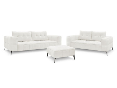 Ensemble canapé droit fixe 3 + 2 places ANIS tissu texturé avec pouf