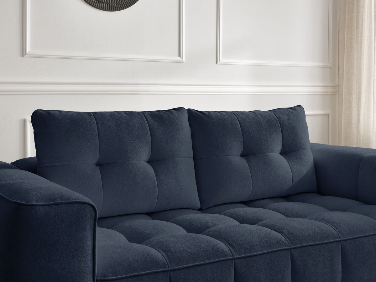 Ensemble canapé droit 3 + 2 places ANIS texturé avec pouf bleu — vue 5