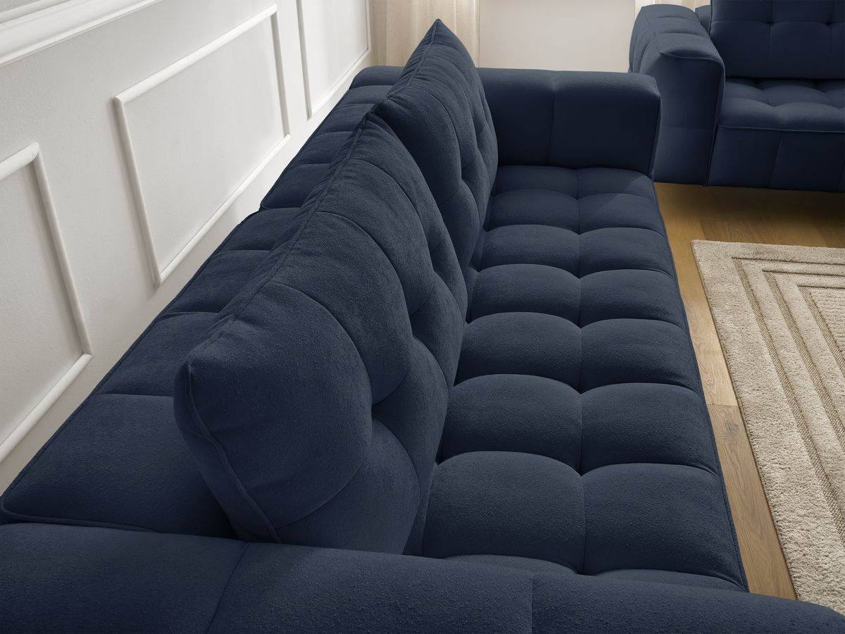 Ensemble canapé droit 3 + 2 places ANIS texturé avec pouf bleu — vue 6