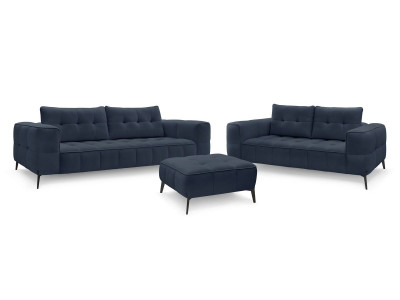Ensemble canapé droit fixe 3 + 2 places ANIS tissu texturé avec pouf