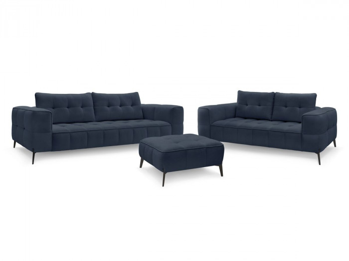 Ensemble canapé droit fixe 3 + 2 places ANIS tissu texturé avec pouf