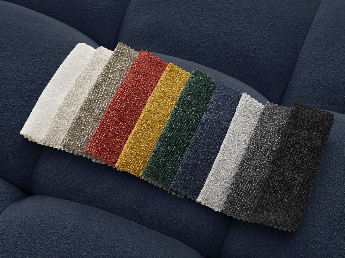 Ensemble canapé droit 3 + 2 places ANIS texturé avec pouf bleu — vue 4