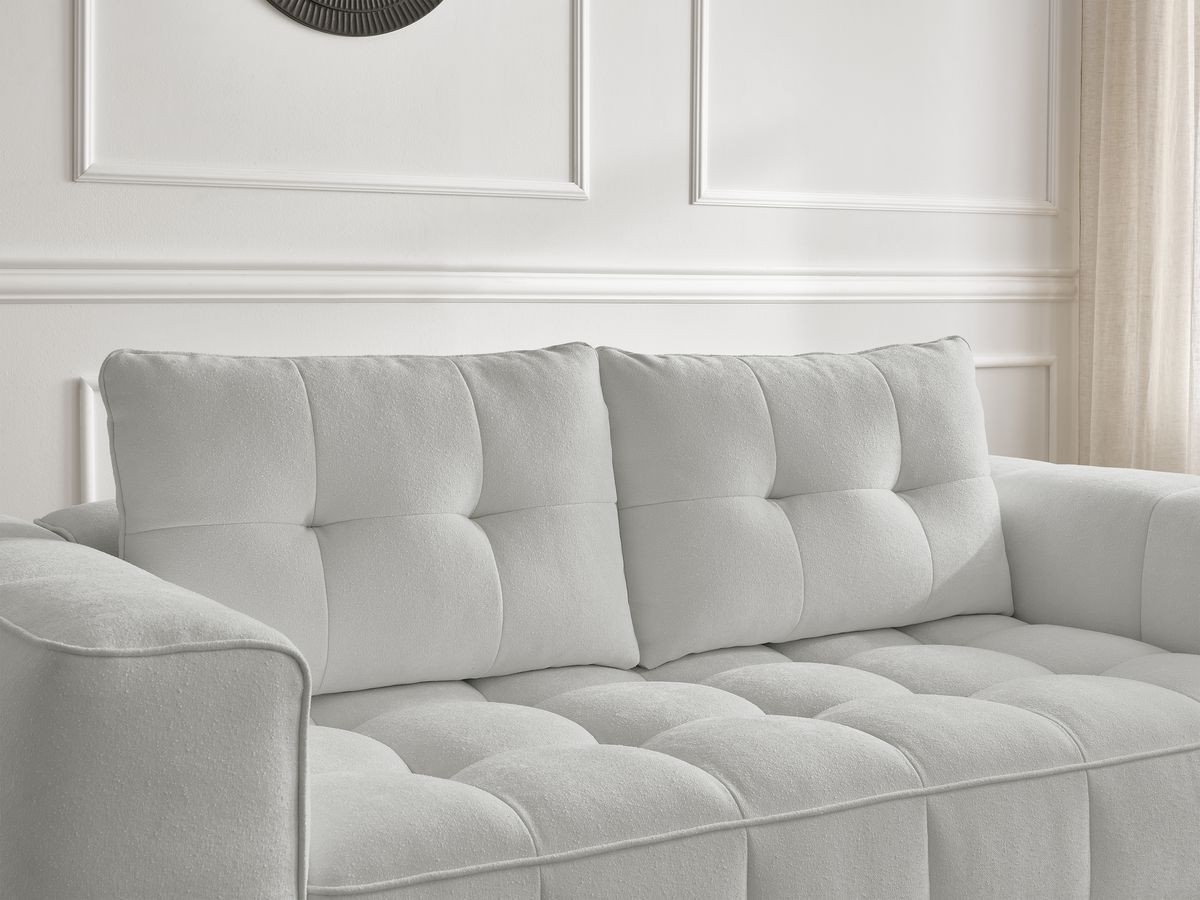 Ensemble canapé droit 3 + 2 places ANIS texturé avec pouf gris clair — vue 5