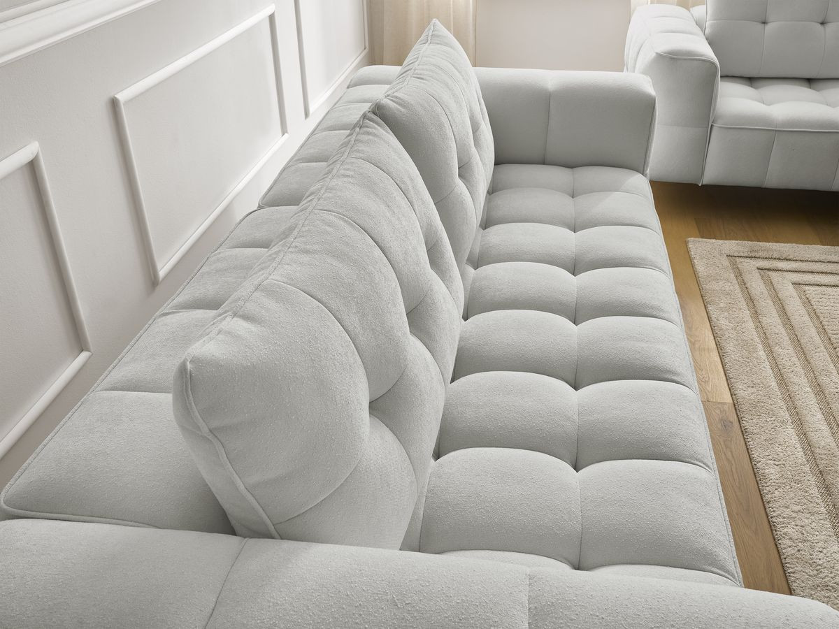 Ensemble canapé droit 3 + 2 places ANIS texturé avec pouf gris clair — vue 6