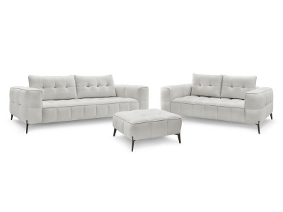 Ensemble canapé droit fixe 3 + 2 places ANIS tissu texturé avec pouf