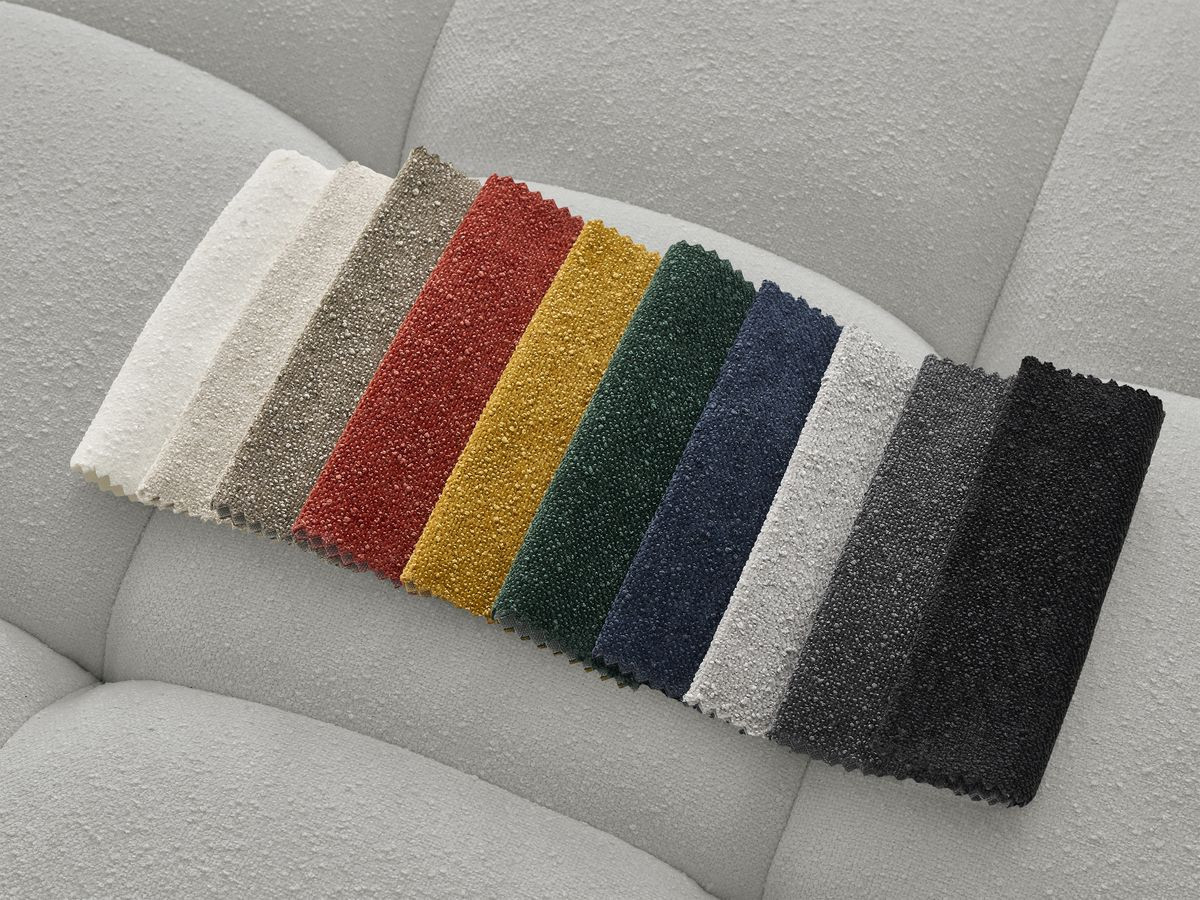 Ensemble canapé droit 3 + 2 places ANIS texturé avec pouf gris clair — vue 4