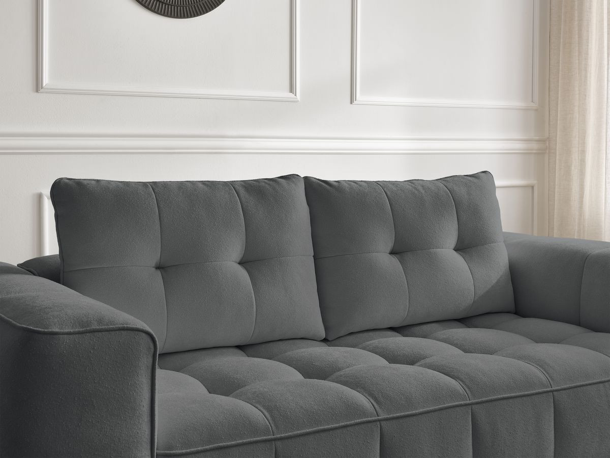 Ensemble canapé droit 3 + 2 places ANIS texturé avec pouf gris foncé — vue 5