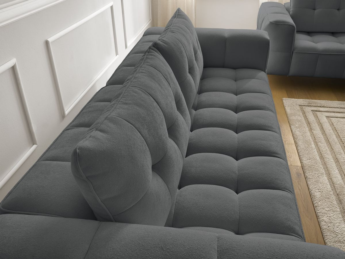 Ensemble canapé droit 3 + 2 places ANIS texturé avec pouf gris foncé — vue 6