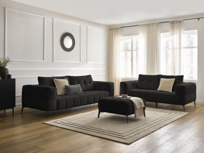 Ensemble canapé droit fixe 3 + 2 places ANIS tissu texturé avec pouf