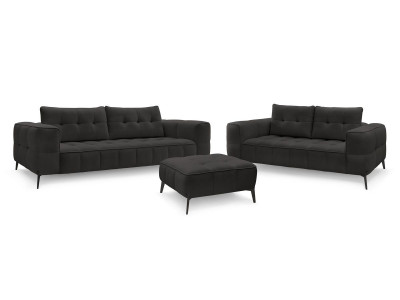 Ensemble canapé droit fixe 3 + 2 places ANIS tissu texturé avec pouf