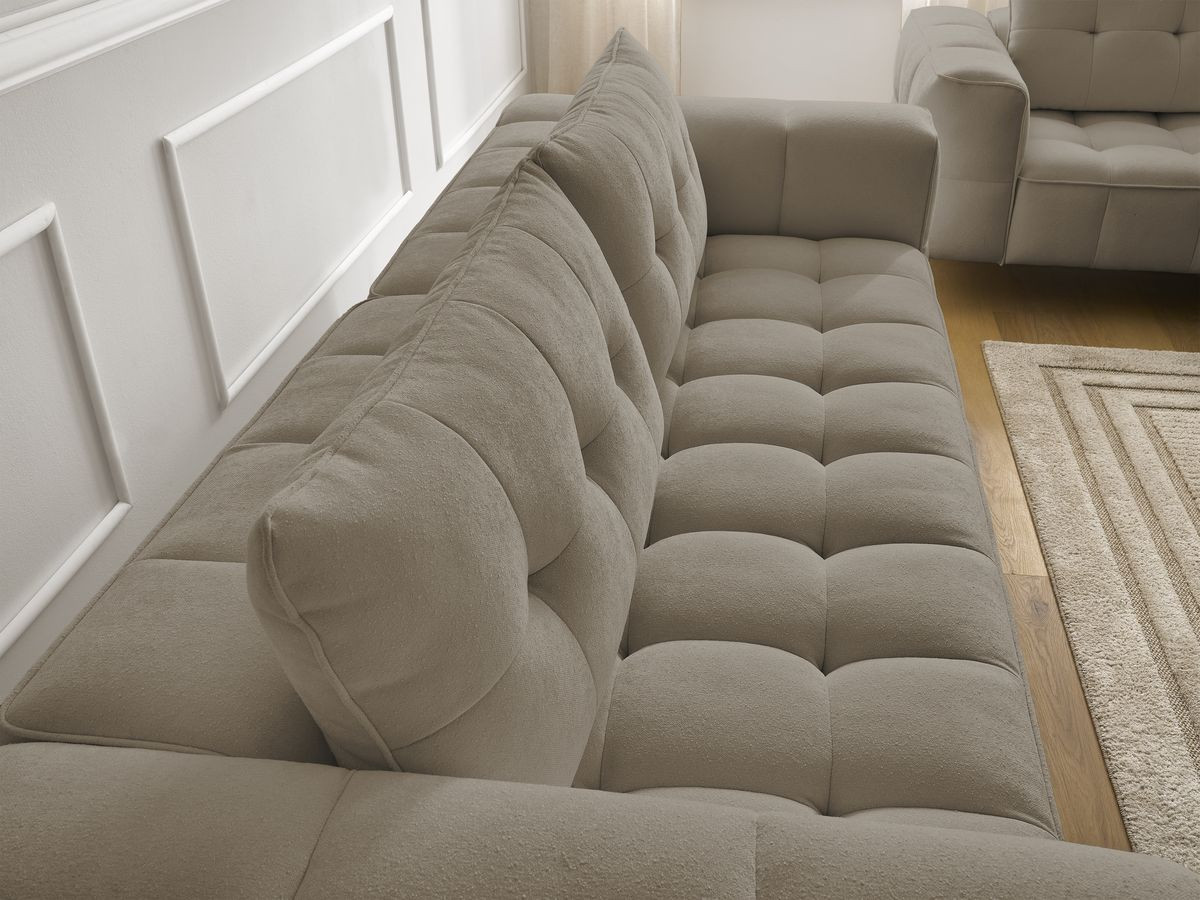 Ensemble canapé droit 3 + 2 places ANIS texturé avec pouf taupe — vue 6