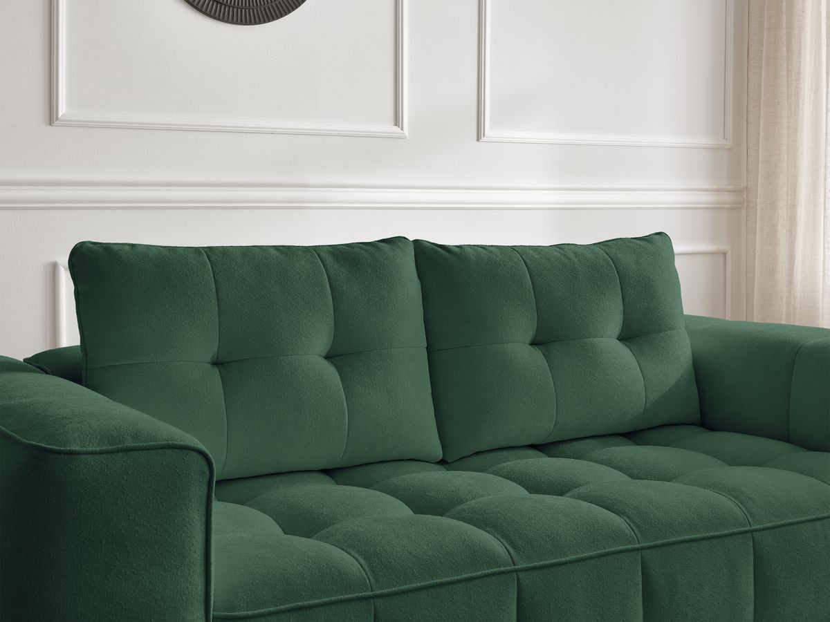 Ensemble canapé droit 3 + 2 places ANIS texturé avec pouf vert — vue 5