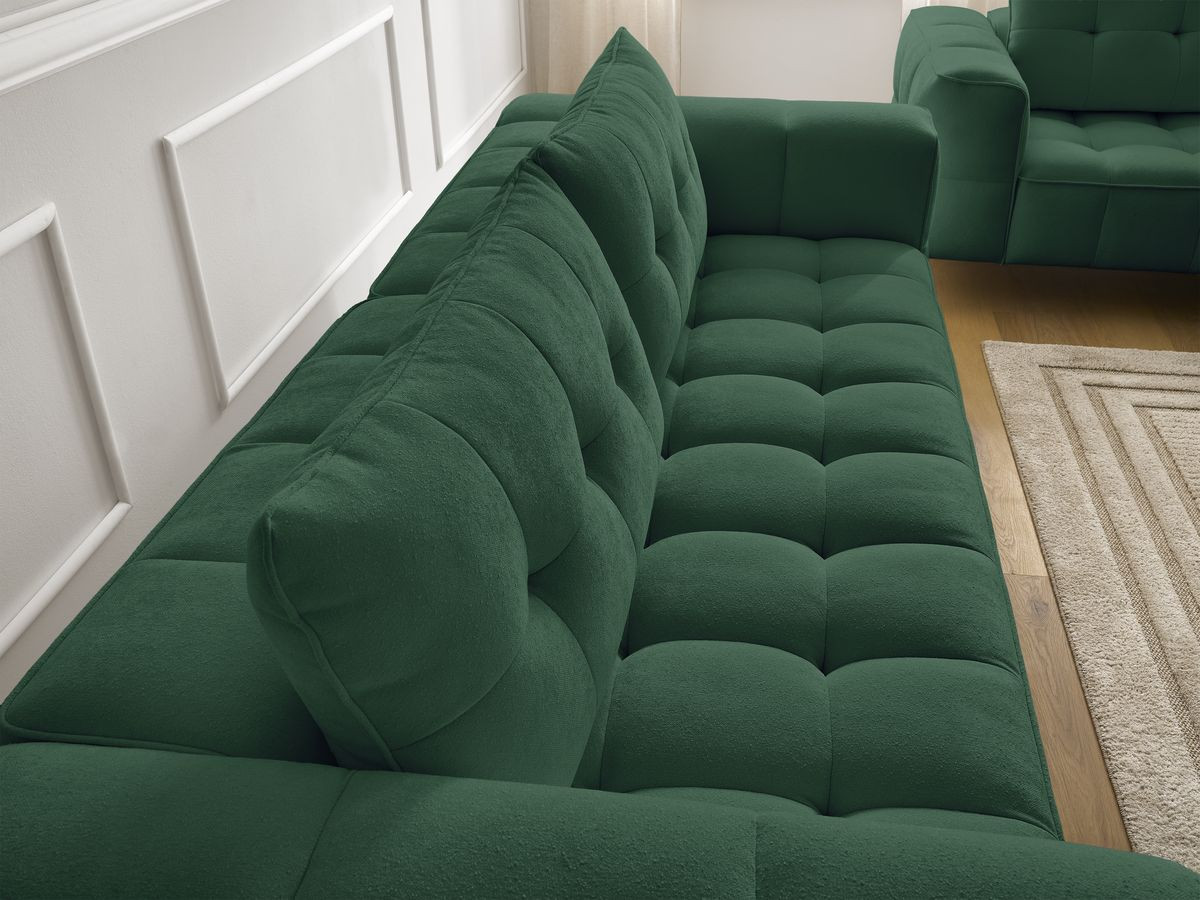 Ensemble canapé droit 3 + 2 places ANIS texturé avec pouf vert — vue 6