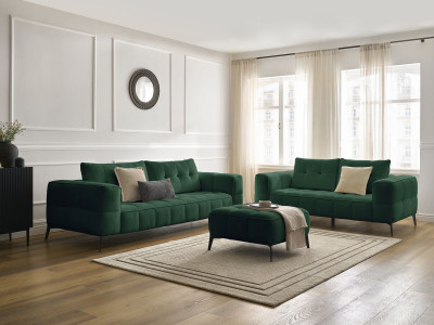 Ensemble canapé droit fixe 3 + 2 places ANIS tissu texturé avec pouf