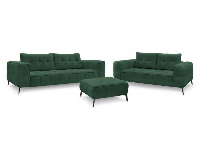 Ensemble canapé droit fixe 3 + 2 places ANIS tissu texturé avec pouf