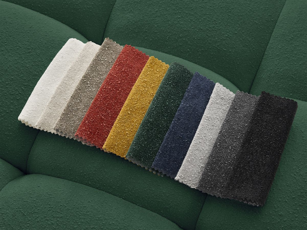 Ensemble canapé droit 3 + 2 places ANIS texturé avec pouf vert — vue 4