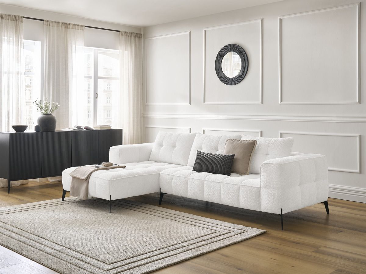 Canapé d'angle ANIS bouclette blanc