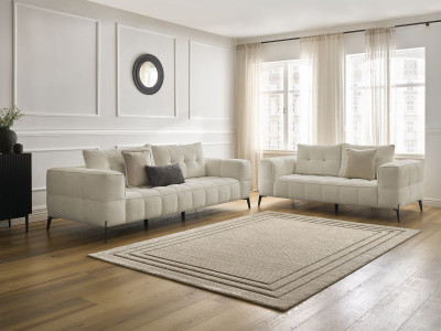 Ensemble canapé droit fixe 3 + 2 places ANIS tissu bouclette