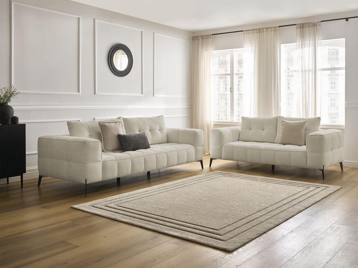 Ensemble canapé droit 3 + 2 places ANIS bouclette beige