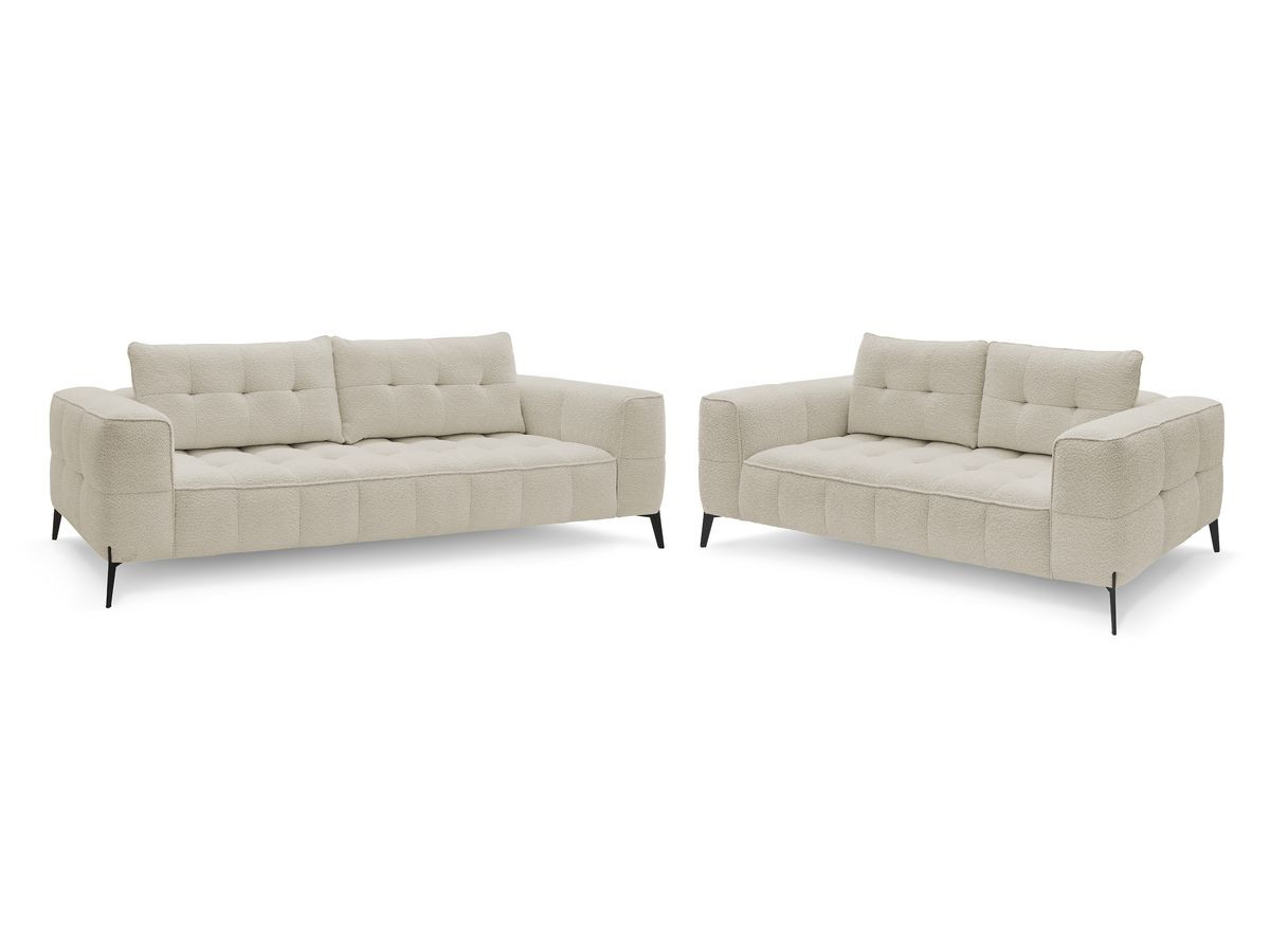 vaste rechte bankset 3 + 2 zitplaatsen anis badstof gekleurd beige