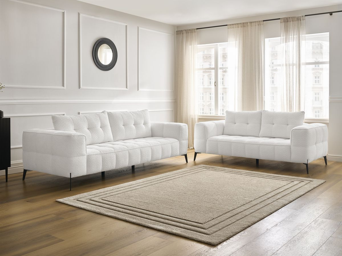 Ensemble canapé droit 3 + 2 places ANIS bouclette blanc — vue 6