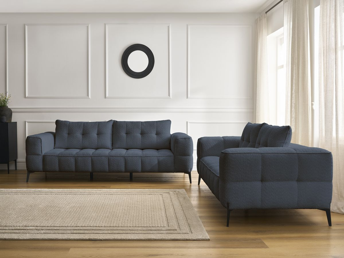 Ensemble canapé droit 3 + 2 places ANIS bouclette bleu foncé — vue 5