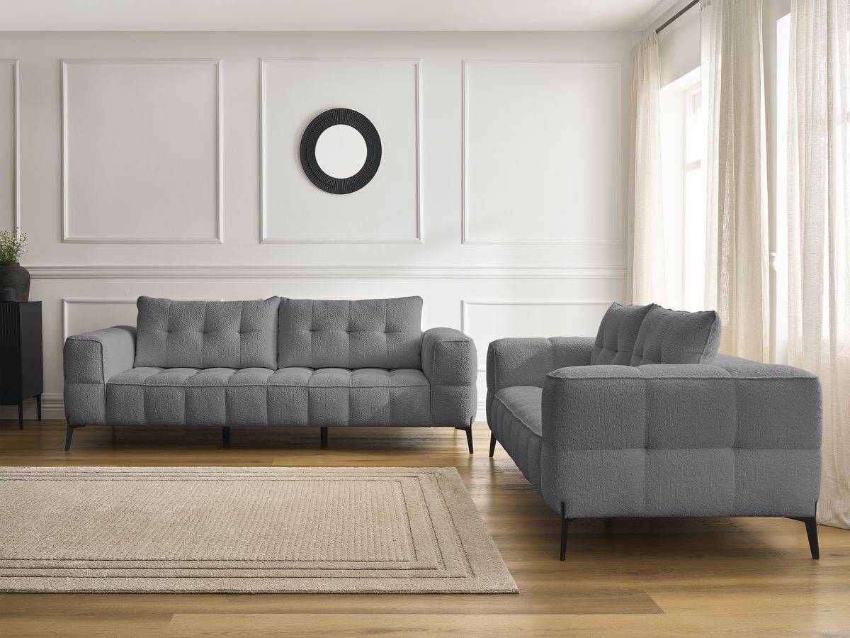 Ensemble canapé droit 3 + 2 places ANIS bouclette gris foncé — vue 5