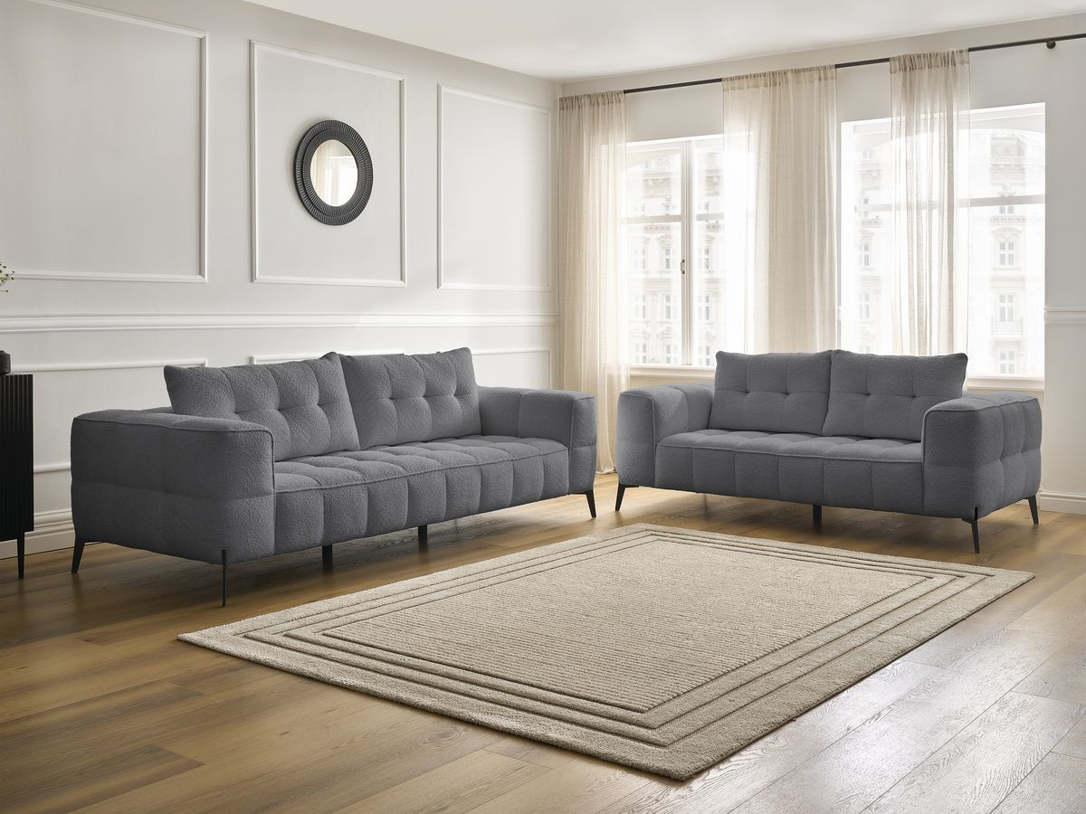 Ensemble canapé droit 3 + 2 places ANIS bouclette gris foncé — vue 6