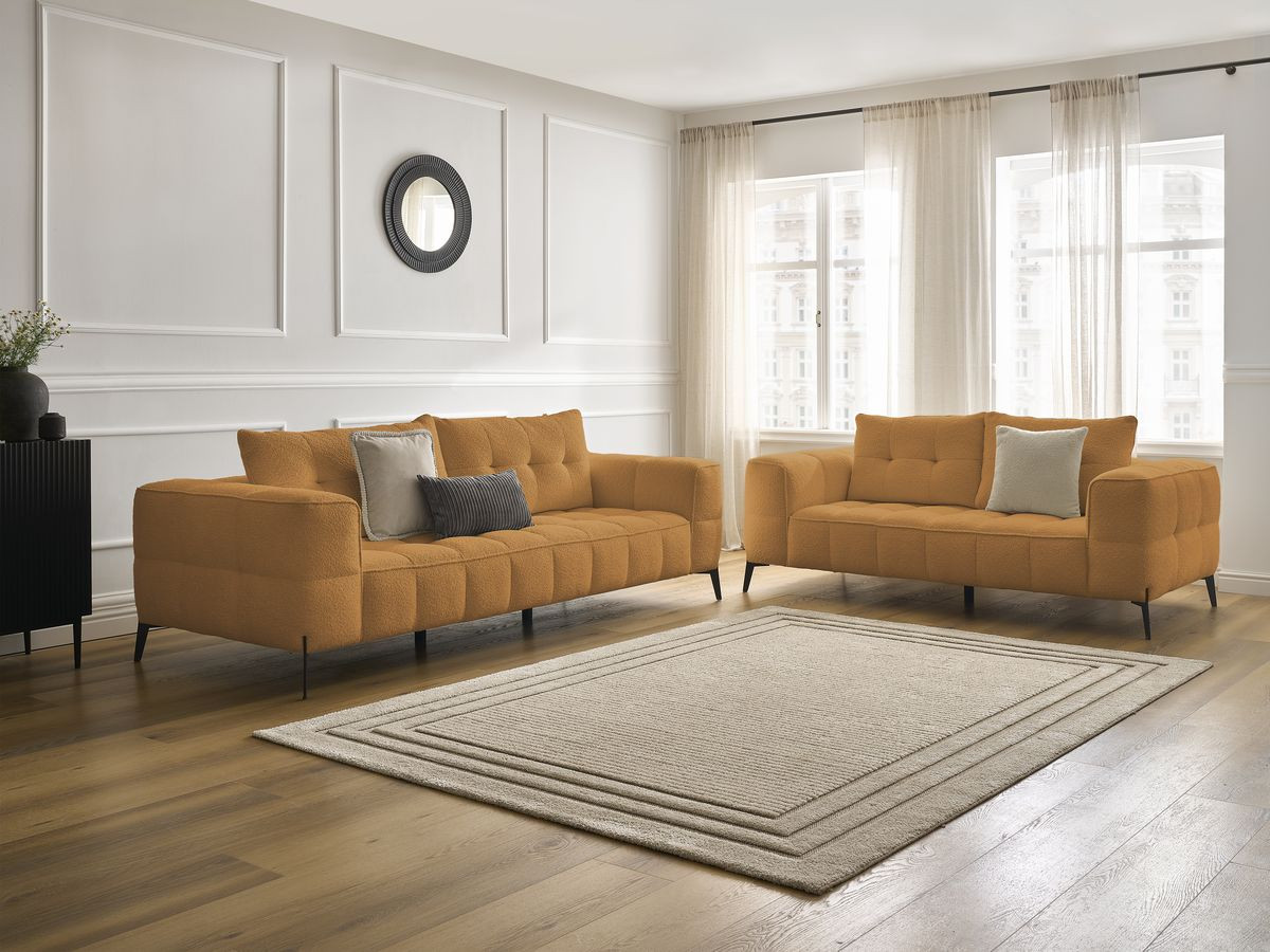 Ensemble canapé droit 3 + 2 places ANIS bouclette jaune