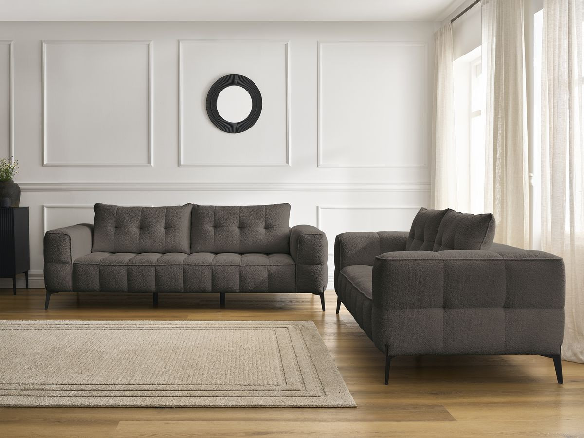 Ensemble canapé droit 3 + 2 places ANIS bouclette marron — vue 5