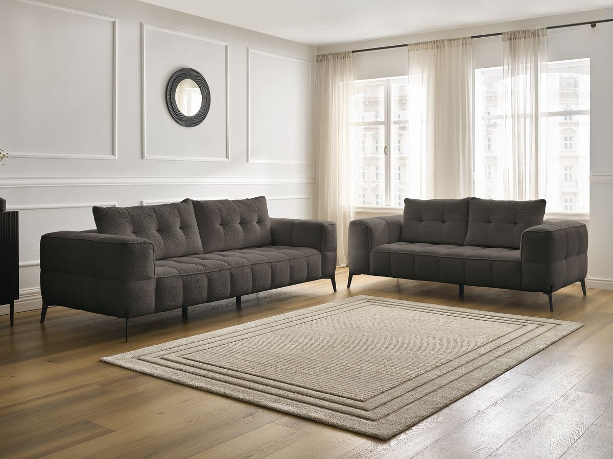 Ensemble canapé droit 3 + 2 places ANIS bouclette marron — vue 6