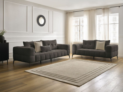 Ensemble canapé droit fixe 3 + 2 places ANIS tissu bouclette