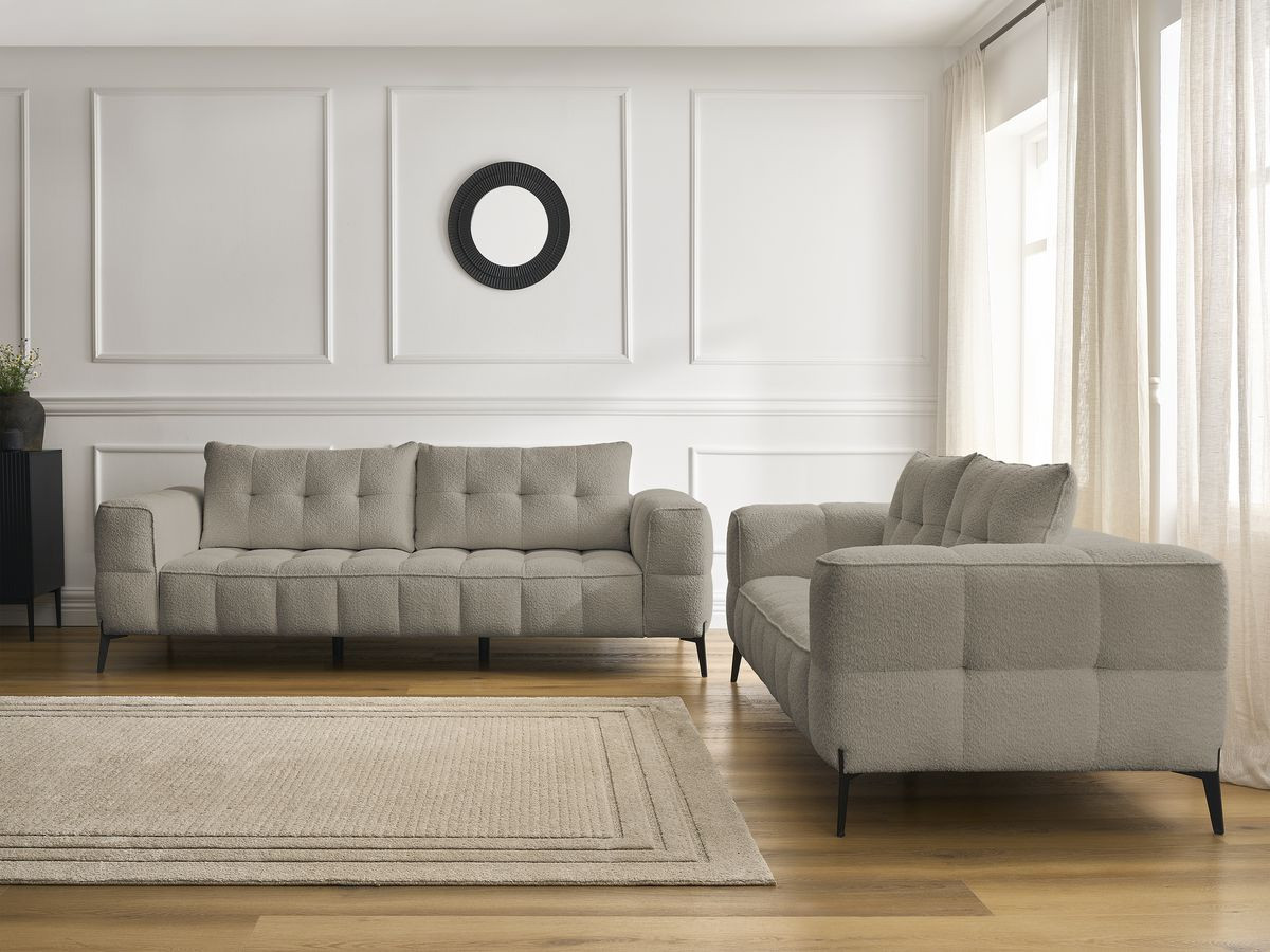 Ensemble canapé droit 3 + 2 places ANIS bouclette taupe — vue 5